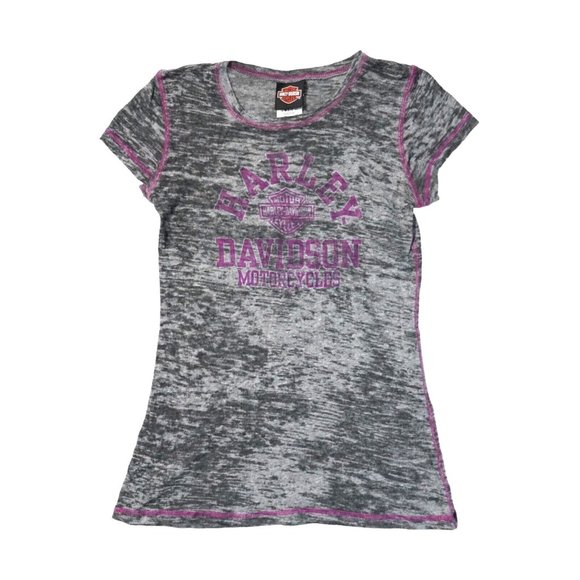 Harley-Davidson Ladies Medium Gray Short Sleeve Jim's Motorcycle St Petersburg - Picture 1 of 5